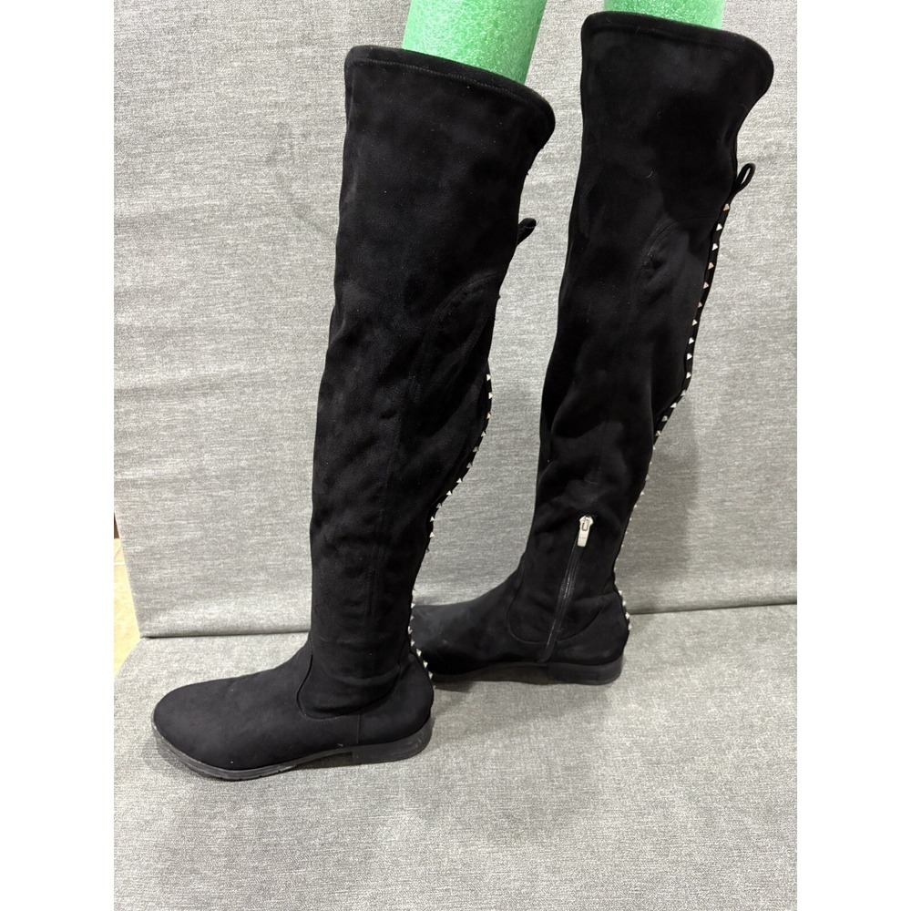 Marc Fisher Jaywalk Over The Knee Bootsβ Womens Size 8M Faux Suede Studs Black